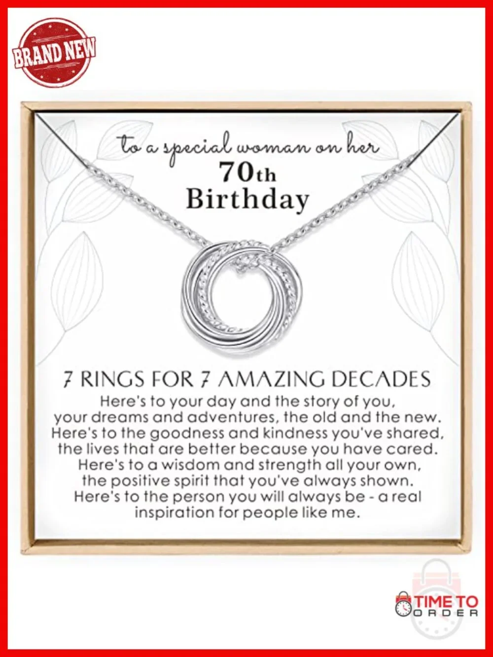 70th Birthday Sterling Silver Pendant Necklace for Women
